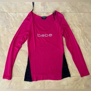 Hot pink vintage BEBE blouse